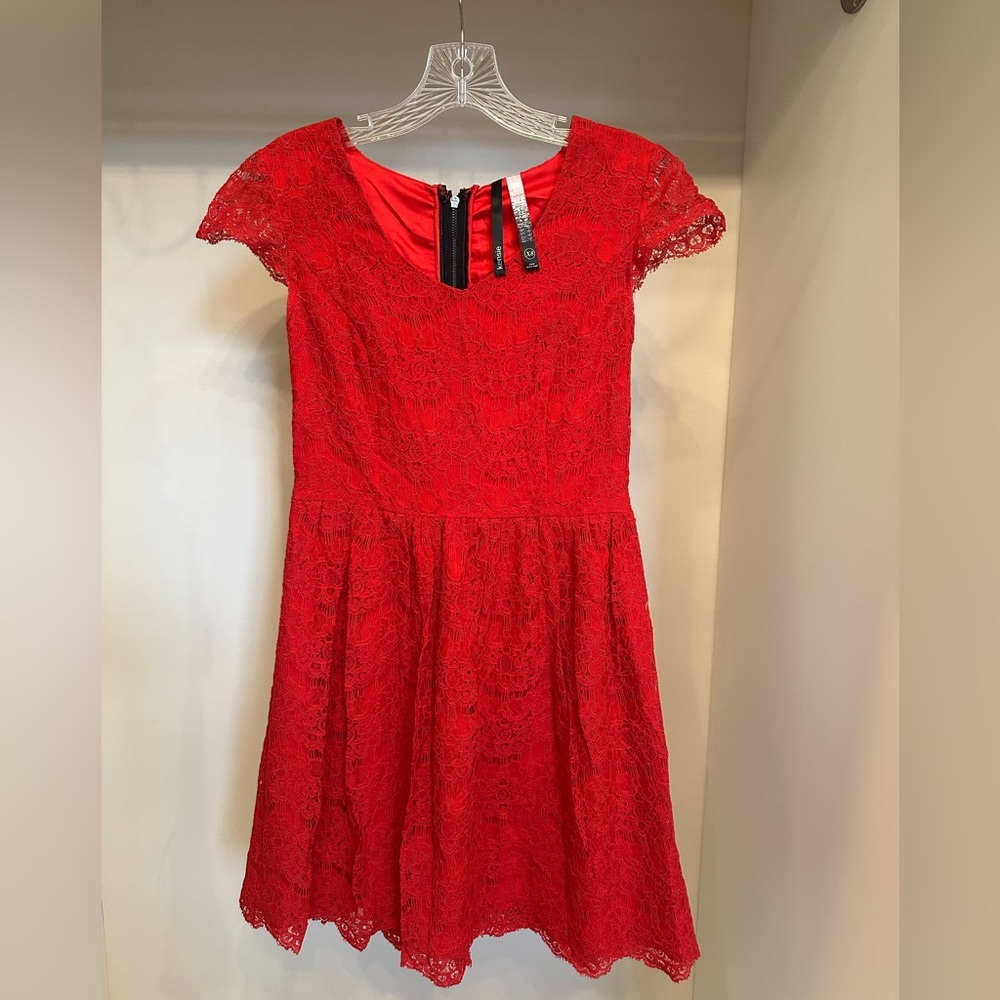 Kensie Vibrant Red Lace Dress